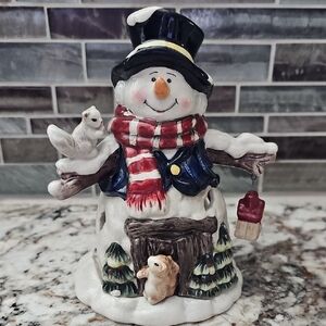 Dansk White and Red Snowman Holiday Decor